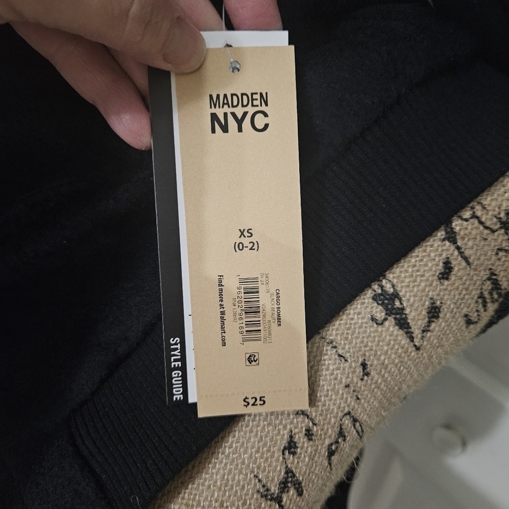 New Madden NYC Black Cargo Bomber Jacket Size XS - Picture 10 of 14
